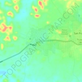 Mapa topográfico San Juan de Dios, altitud, relieve