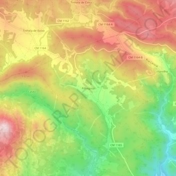 Mapa topográfico Filhagosa, altitud, relieve