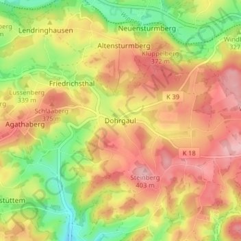Mapa topográfico Dohrgaul, altitud, relieve