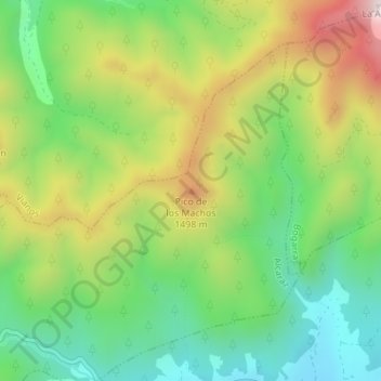 Mapa topográfico Pico de los Machos, altitud, relieve