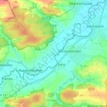 Mapa topográfico Eckenhof, altitud, relieve