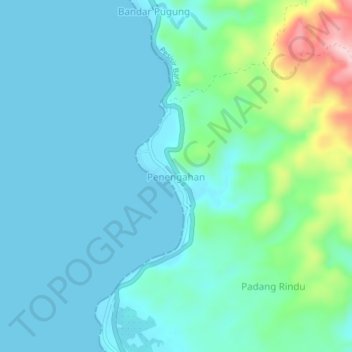 Mapa topográfico Penengahan, altitud, relieve