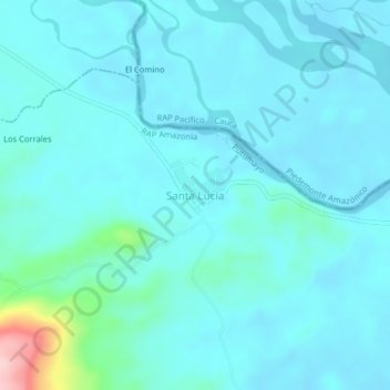 Mapa topográfico Santa Lucía, altitud, relieve
