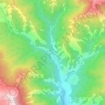 Mapa topográfico Aghveran, altitud, relieve