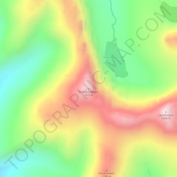Mapa topográfico Bråkdalsbelgen, altitud, relieve