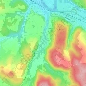 Mapa topográfico Aneuménil, altitud, relieve