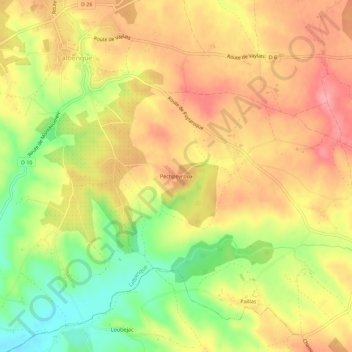 Mapa topográfico Pechpeyroux, altitud, relieve