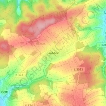 Mapa topográfico Laufdorf, altitud, relieve