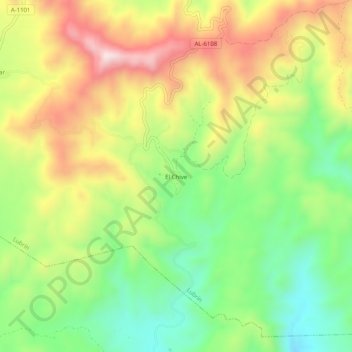 Mapa topográfico El Chive, altitud, relieve