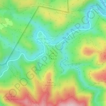 Mapa topográfico Four à Chaux, altitud, relieve