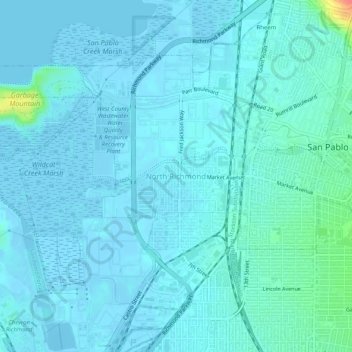 Mapa topográfico North Richmond, altitud, relieve