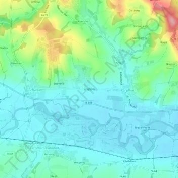 Mapa topográfico Singham, altitud, relieve