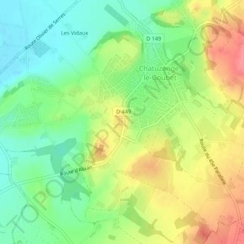 Mapa topográfico Chatuzange, altitud, relieve