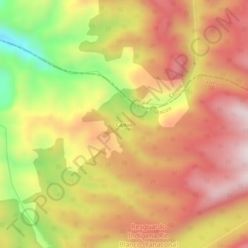 Mapa topográfico Cajibio, altitud, relieve