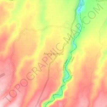 Mapa topográfico Atung Bungsu, altitud, relieve