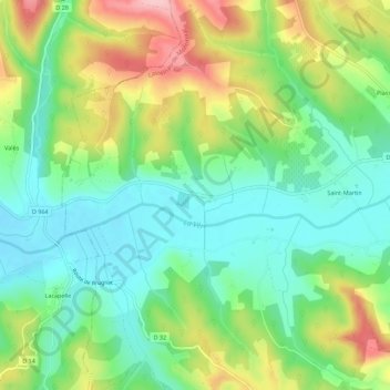 Mapa topográfico Prat Grand, altitud, relieve