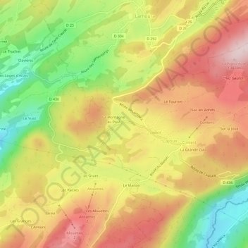 Mapa topográfico Petite Joux, altitud, relieve