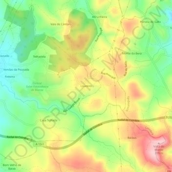 Mapa topográfico Loureiro, altitud, relieve