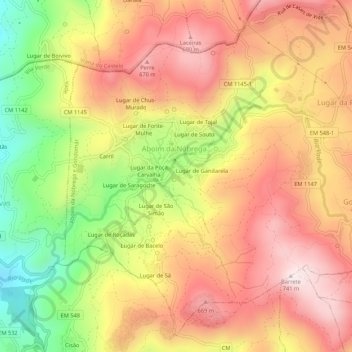 Mapa topográfico Lugar de Martinga, altitud, relieve
