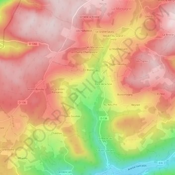 Mapa topográfico La Croslière, altitud, relieve