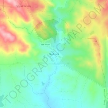 Mapa topográfico São Brissos, altitud, relieve