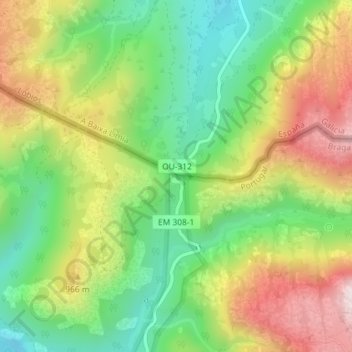 Mapa topográfico Portela del Hombre, altitud, relieve