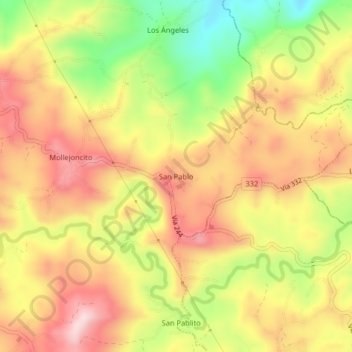 Mapa topográfico San Pablo, altitud, relieve