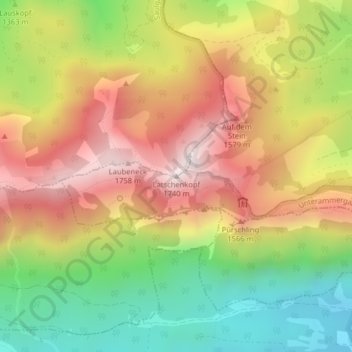 Mapa topográfico Latschenkopf, altitud, relieve