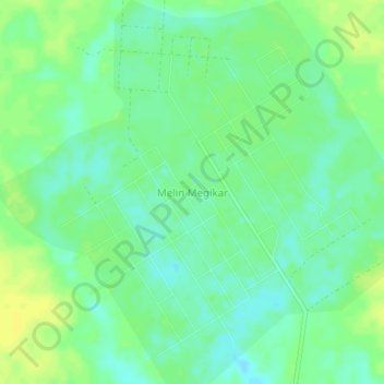 Mapa topográfico Melin Megikar, altitud, relieve