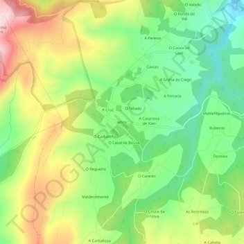 Mapa topográfico Albite, altitud, relieve