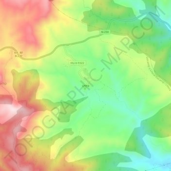 Mapa topográfico Litera, altitud, relieve
