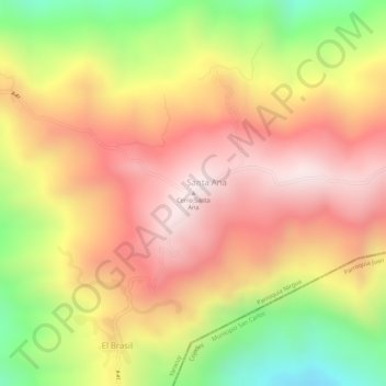 Mapa topográfico Cerro Santa Ana, altitud, relieve