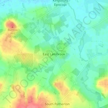 Mapa topográfico East Lambrook, altitud, relieve