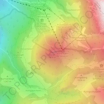 Mapa topográfico Jenner, altitud, relieve