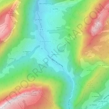 Mapa topográfico La Pesse, altitud, relieve
