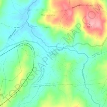 Mapa topográfico Cerejo, altitud, relieve