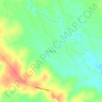 Mapa topográfico Bi Dông, altitud, relieve