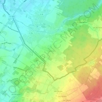 Mapa topográfico Foncenex, altitud, relieve