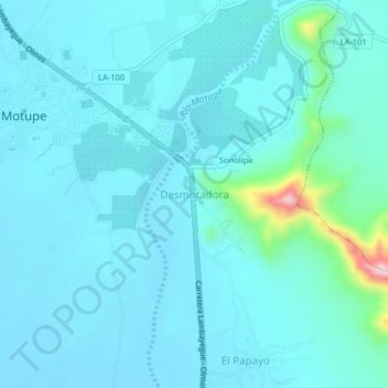 Mapa topográfico Desmotadora, altitud, relieve