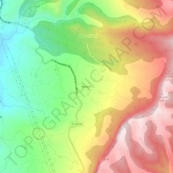 Mapa topográfico Biscarri, altitud, relieve