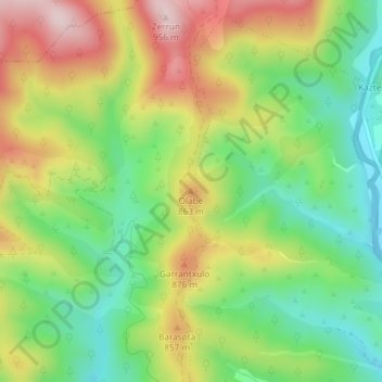 Mapa topográfico Olabe, altitud, relieve