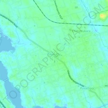 Mapa topográfico Pavaratty, altitud, relieve