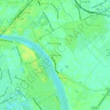 Mapa topográfico Thôn Trung, altitud, relieve