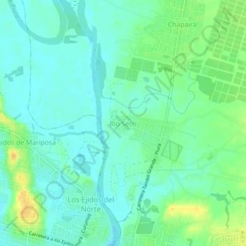 Mapa topográfico Río Seco, altitud, relieve
