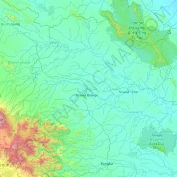 Mapa topográfico Bathin III, altitud, relieve