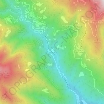 Mapa topográfico el Rieral, altitud, relieve