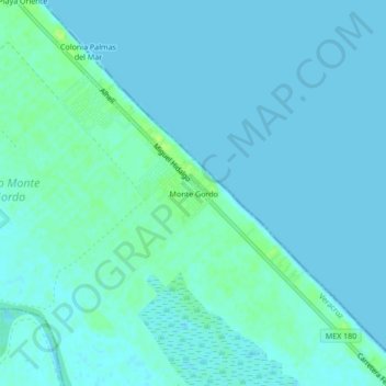 Mapa topográfico Monte Gordo, altitud, relieve