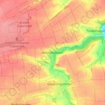 Mapa topográfico Acholshausen, altitud, relieve