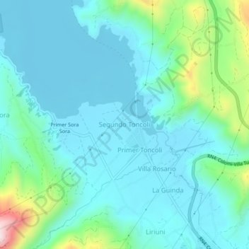 Mapa topográfico Segundo Toncoli, altitud, relieve