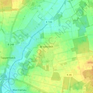 Mapa topográfico Brackstedt, altitud, relieve